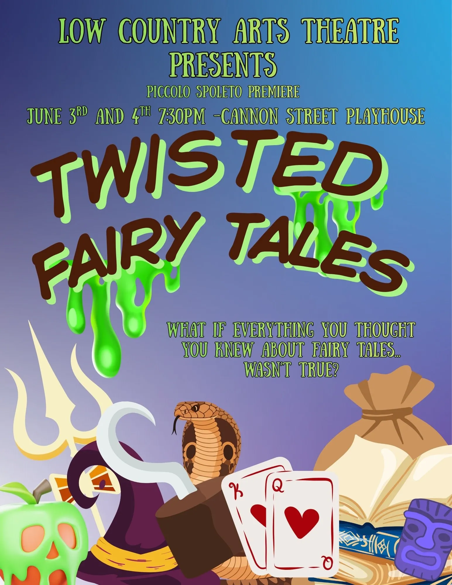 Poster for Twisted Fairy Tales, presented by Low Country Arts Theatre